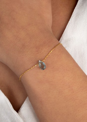 925 Ayar Gümüş Altın Kaplama 6 Ct Mavi Topaz Set - Görsel 4