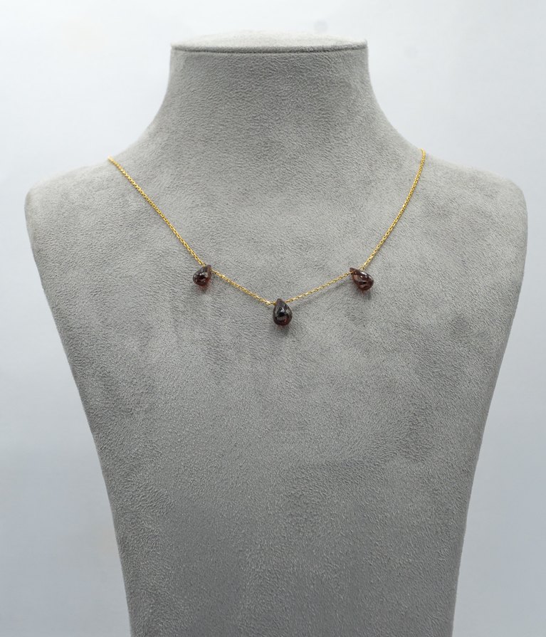 925 Ayar Gümüş Altın Kaplama 6Ct Garnet Kolye - Görsel 3