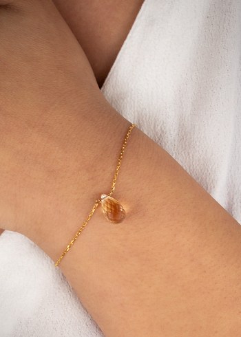 925 Ayar Gümüş Altın Kaplama 6 Ct Sitrin Set - Görsel 5