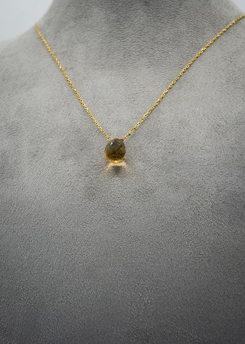 925 Ayar Gümüş Altın Kaplama 6 Ct Sitrin Set - Görsel 2