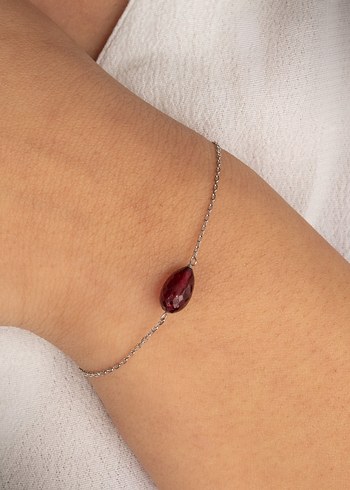 925 Ayar Gümüş Rodyum Kaplama 10 Ct Granat Set - Görsel 3