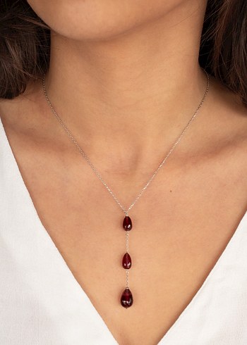 925 Ayar Gümüş Rodyum Kaplama 10 Ct Granat Set - Görsel 2