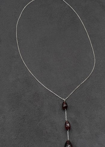 925 Ayar Gümüş Rodyum Kaplama 10 Ct Granat Set - Görsel 4