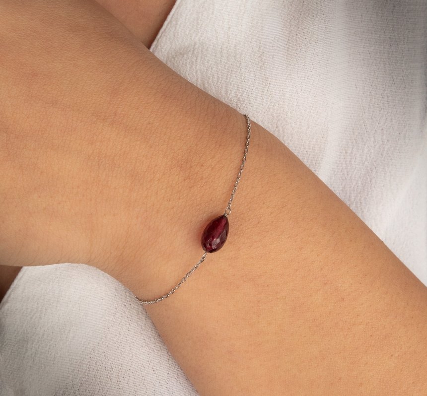 925 Ayar Gümüş Rodyum Kaplama 10 Ct Granat Set - Görsel 3