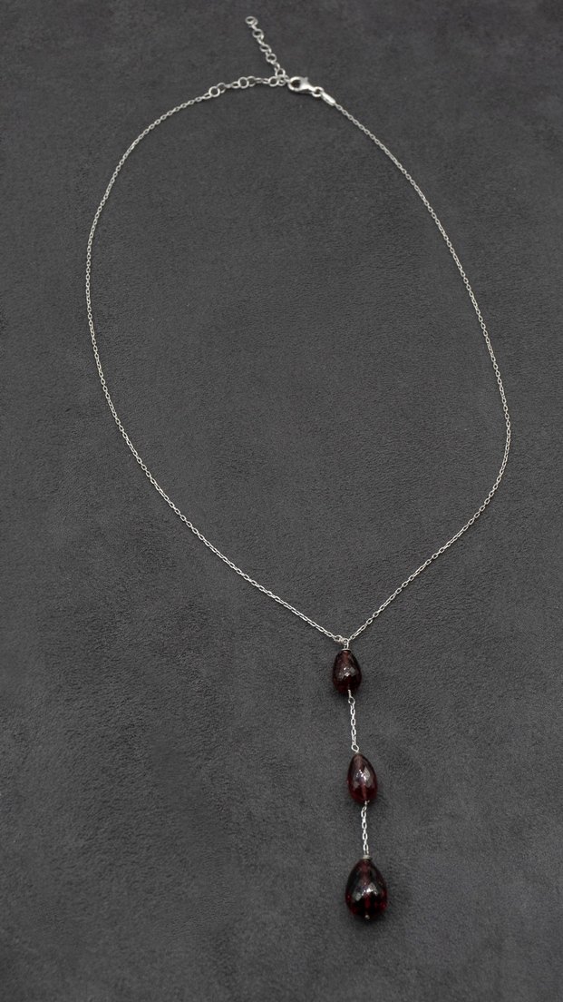 925 Ayar Gümüş Rodyum Kaplama 10 Ct Granat Set - Görsel 4