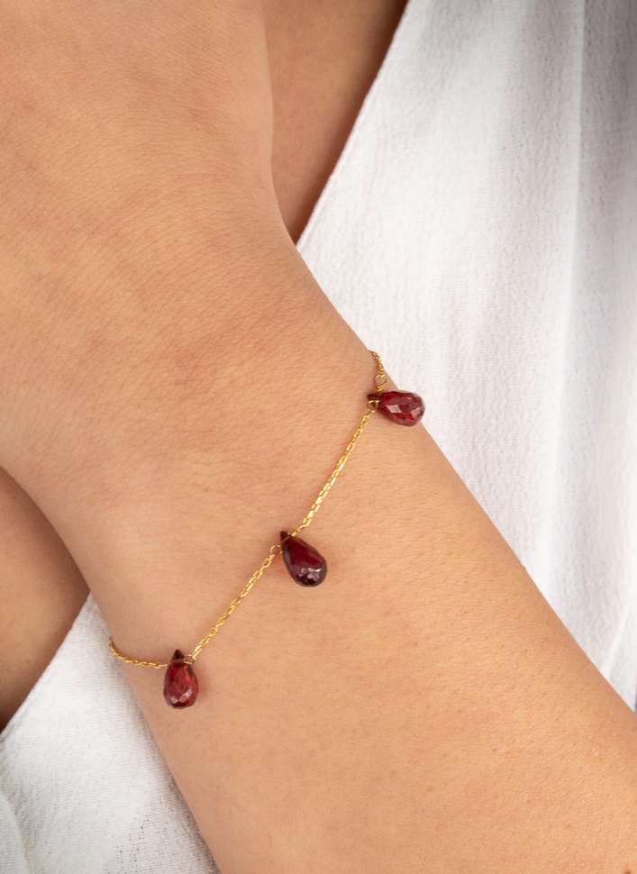 925 Ayar Gümüş Altın Kaplama 11Ct Garnet Set - Görsel 4