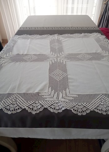 Dantel Detaylı Beyaz Yuvarlak Masa Örtüsü - Görsel 2