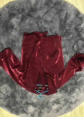 Bordo Parlak Midi Kadın - Görsel 2