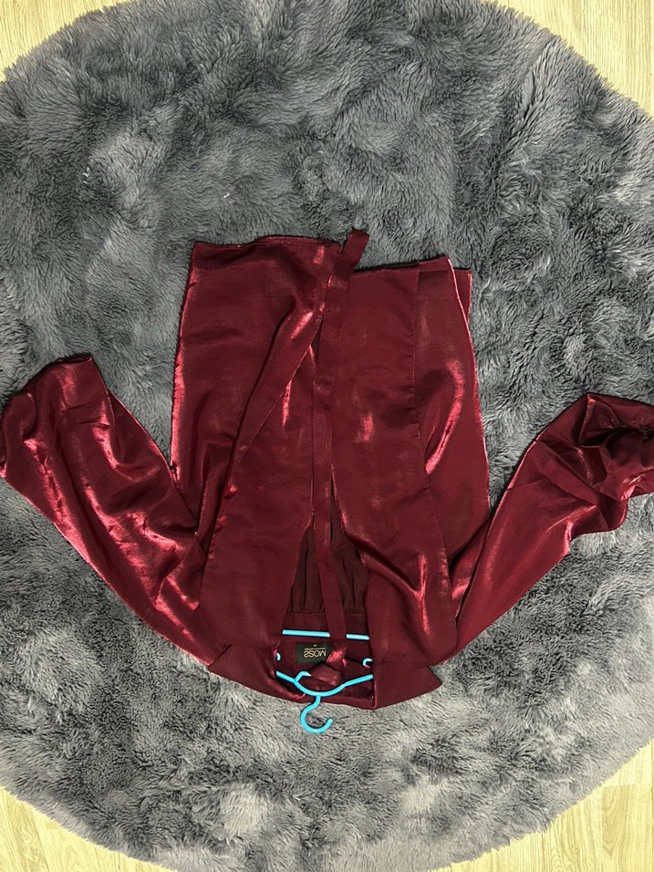 Bordo Parlak Midi Kadın - Görsel 2