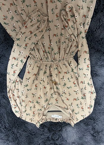 Bej Desenli Uzun Bohem Elbise - Görsel 3