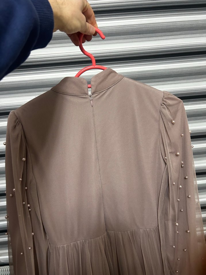 Uzun Kollu Vintage Elbise - Görsel 2