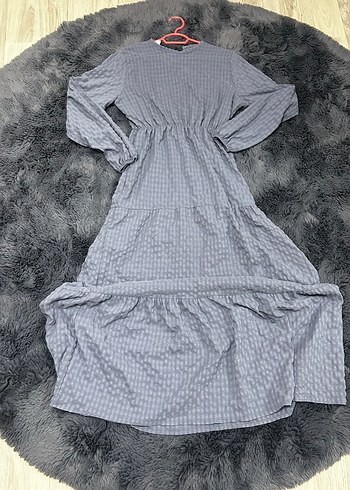 Gri Uzun Kollu Salaş Kadın Elbise - Görsel 2