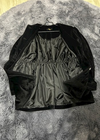 Siyah Tüylü Süet Midi Hamile Kaban - Görsel 4