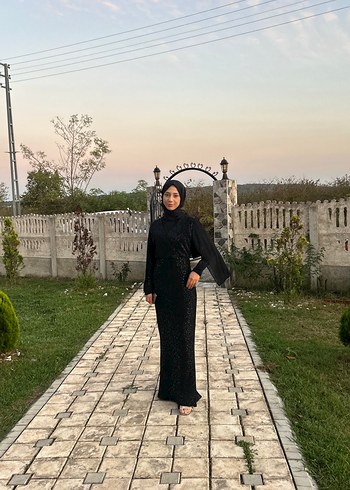 Uzun Siyah Gotik Drape Detaylı Kadın Abiye - Görsel 6