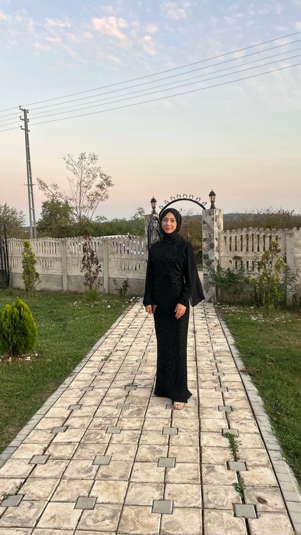 Uzun Siyah Gotik Drape Detaylı Kadın Abiye - Görsel 2