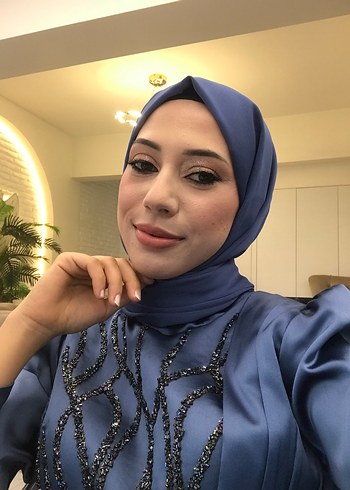 Mavi Drapeli Uzun Abiye Elbise - Görsel 12