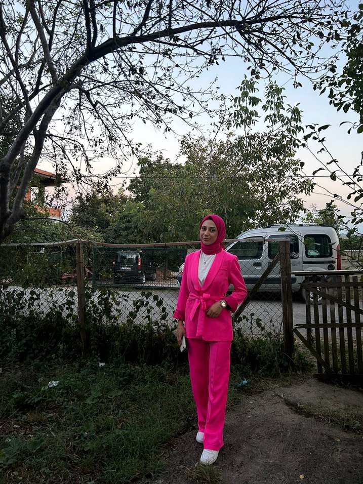 Pembe pantolon ceket takım - Görsel 5