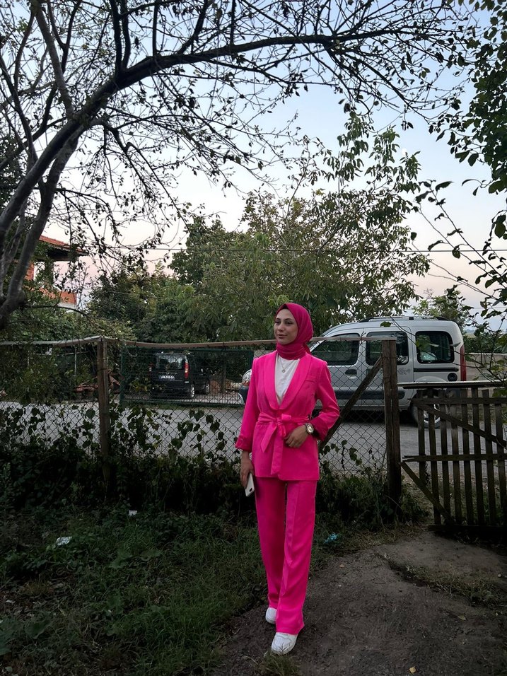 Pembe pantolon ceket takım - Görsel 4