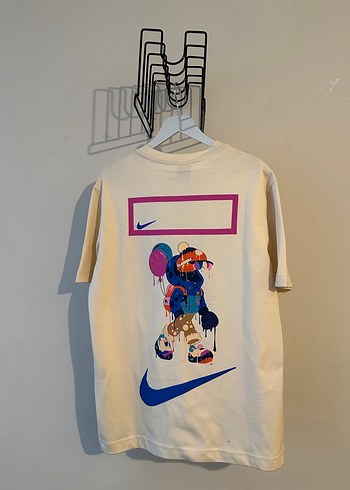 Beyaz Baskılı Pamuklu Oversize Tişört - Görsel 2