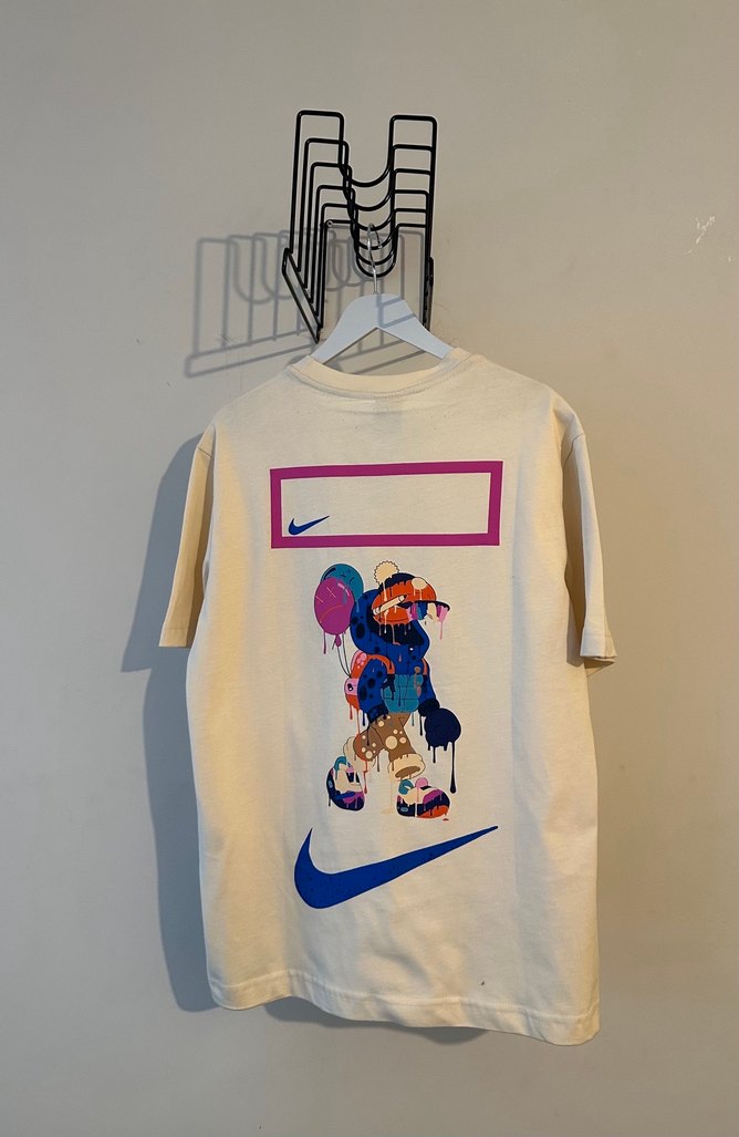 Beyaz Baskılı Pamuklu Oversize Tişört - Görsel 2