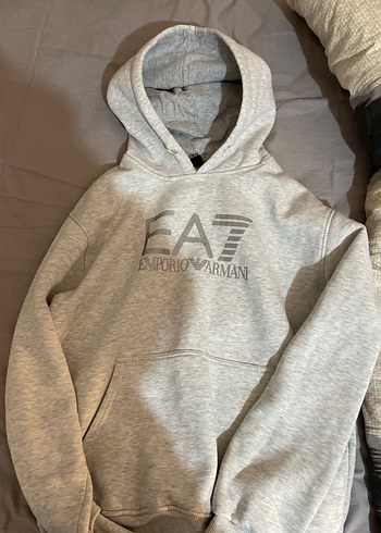 Gri Kapüşonlu Sweatshirt - Görsel 2