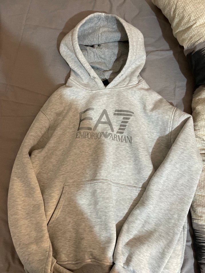 Gri Kapüşonlu Sweatshirt - Görsel 2