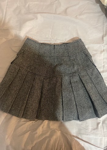 Gri Pilili Midi Mini Etek - Görsel 2