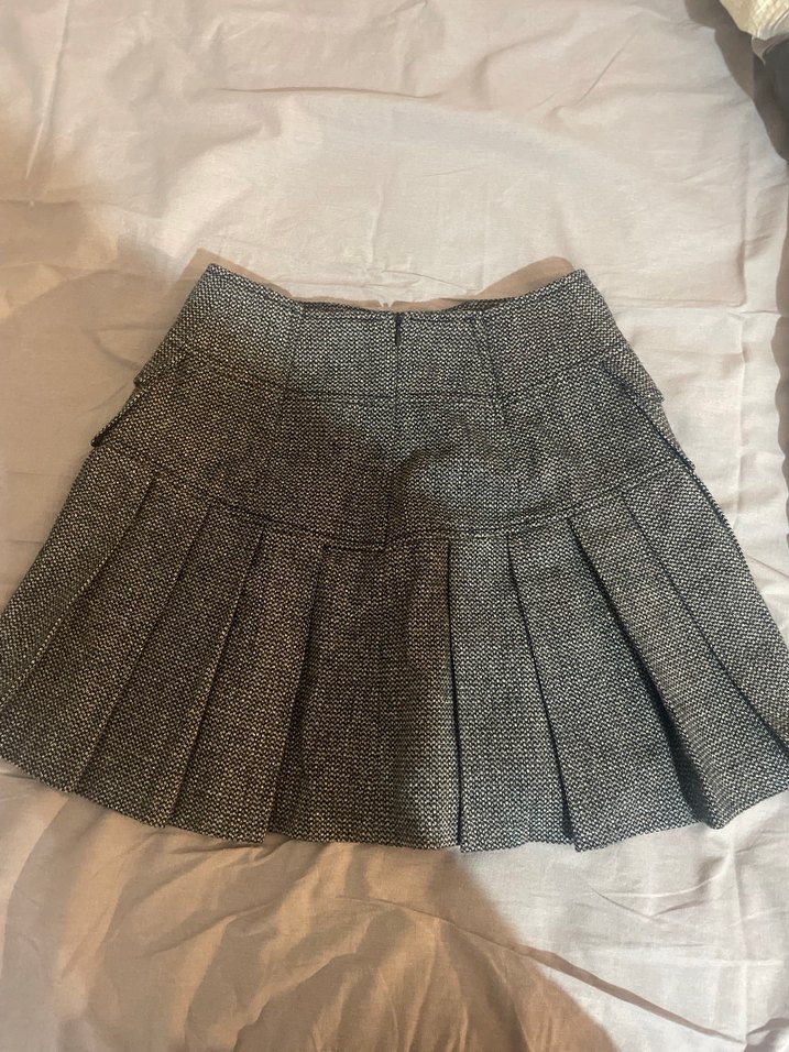 Gri Pilili Midi Mini Etek - Görsel 2