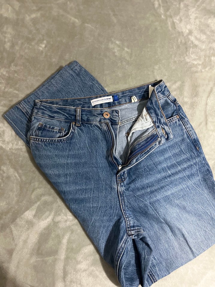 Kadın Mavi Gri Midi Bol Kesim Jean - Görsel 2