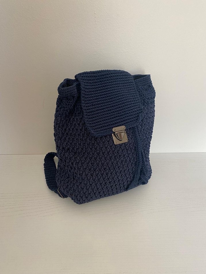 Lacivert Örgü Kadın Çanta - Görsel 3