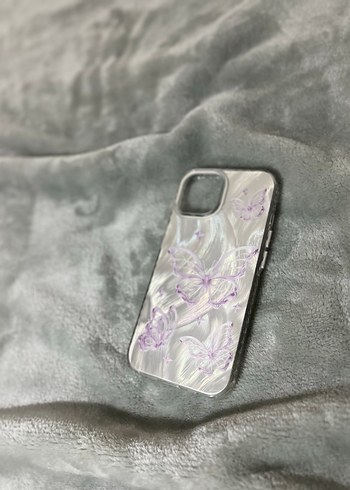 Apple İphone 13 Marka Mor Kelebek Desenli Parlak Telefon Kılıfı - Görsel 2