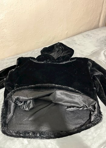 Siyah Kapüşonlu Kadın Peluş Sweatshirt - Görsel 3