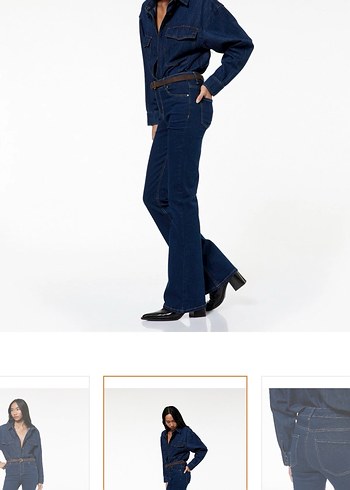 Kadın Lacivert Kemerli Regular Fit Jean - Görsel 2