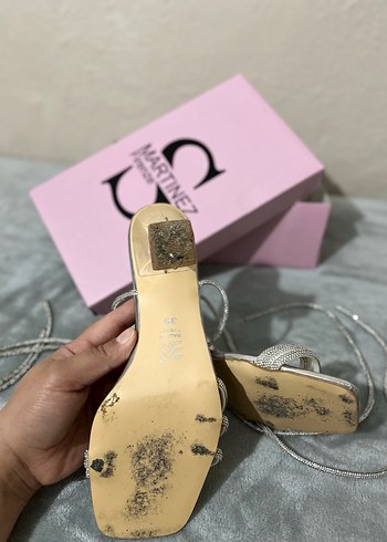 Kadın Gümüş Taşlı Topuklu Gelin, Dügün,
Nişan, Gece Ayakkabısı - Görsel 3