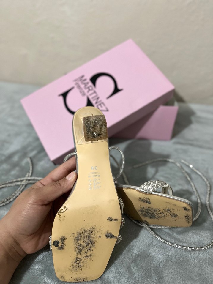 Kadın Gümüş Taşlı Topuklu Gelin, Dügün,
Nişan, Gece Ayakkabısı - Görsel 3