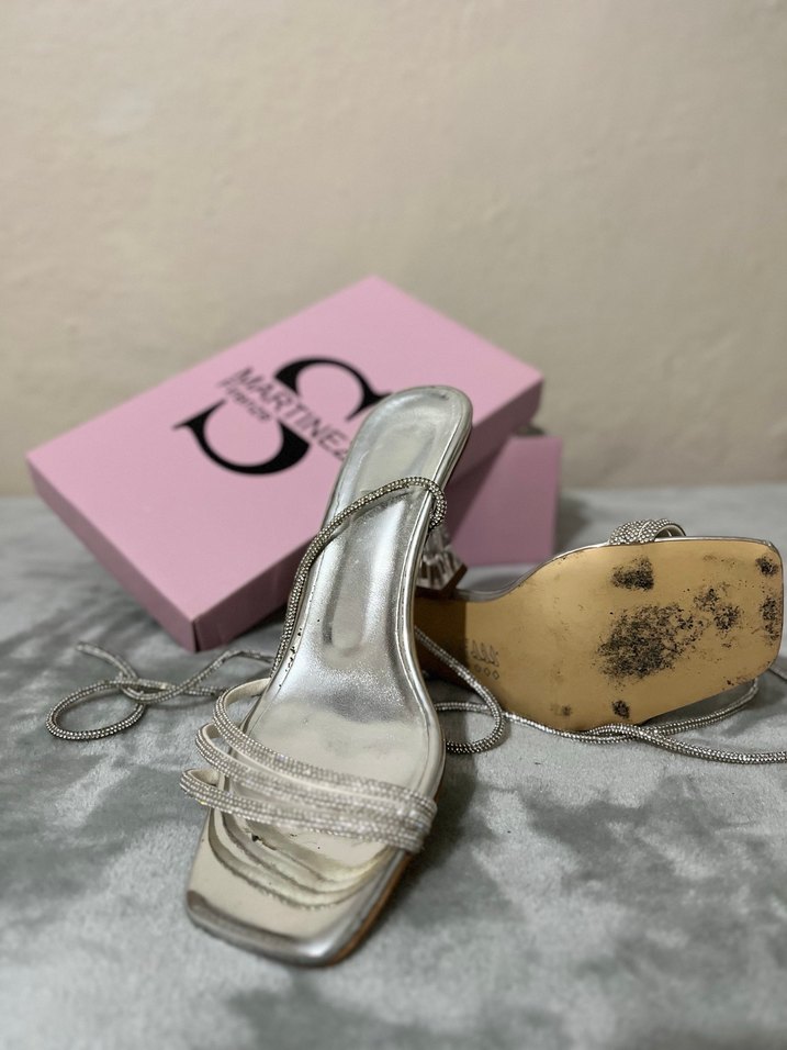 Kadın Gümüş Taşlı Topuklu Gelin, Dügün,
Nişan, Gece Ayakkabısı - Görsel 4