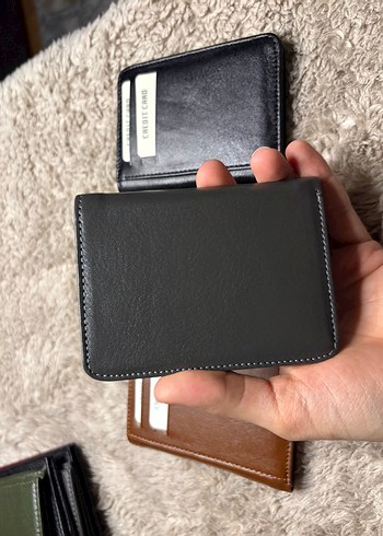 Gri hakiki deri kartlık cüzdan - Görsel 2