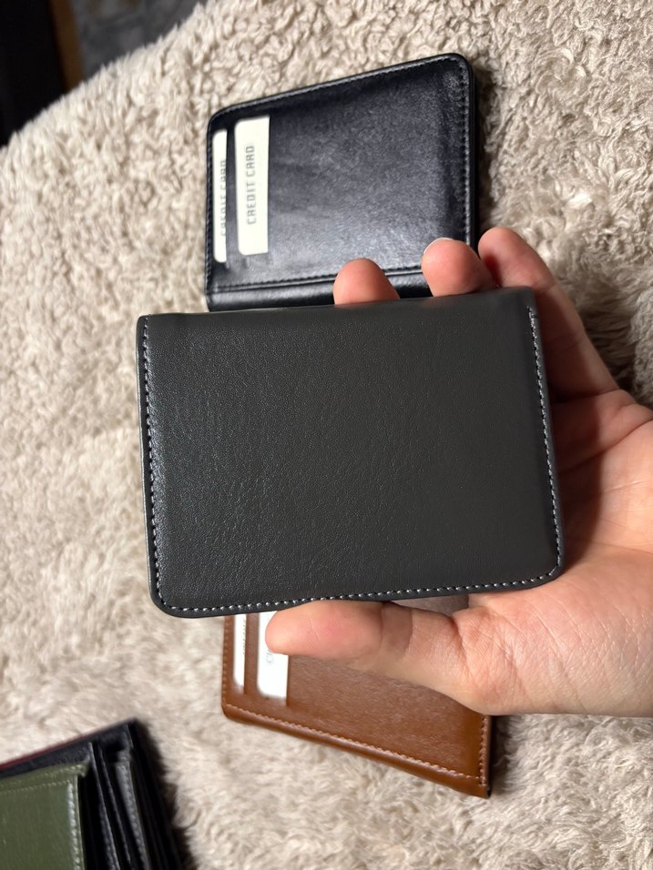 Gri hakiki deri kartlık cüzdan - Görsel 2