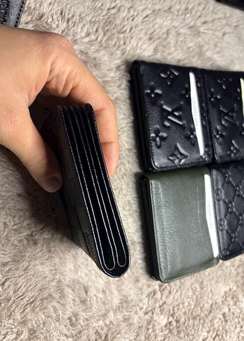 LV damalı hakiki deri çift sayfalı kartlık cüzdan - Görsel 3