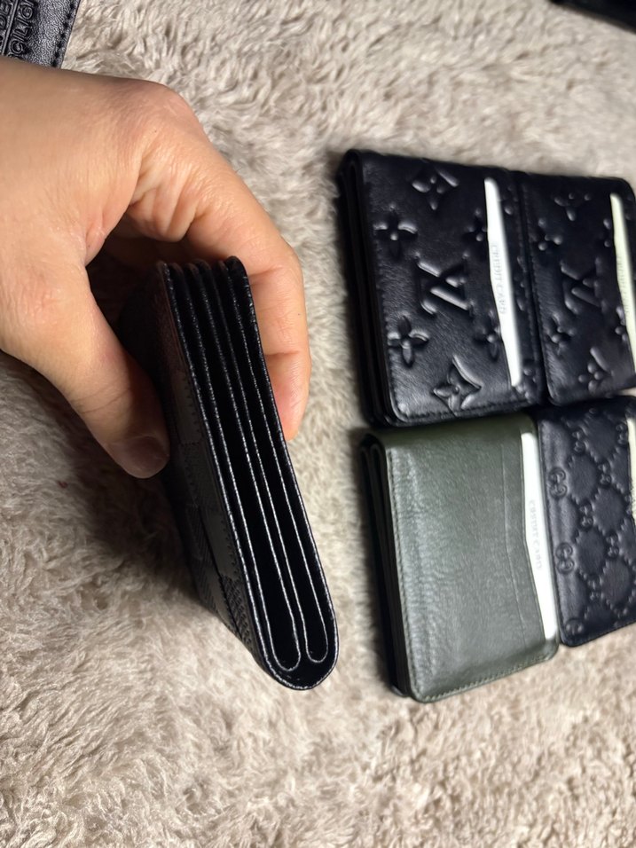 LV damalı hakiki deri çift sayfalı kartlık cüzdan - Görsel 3