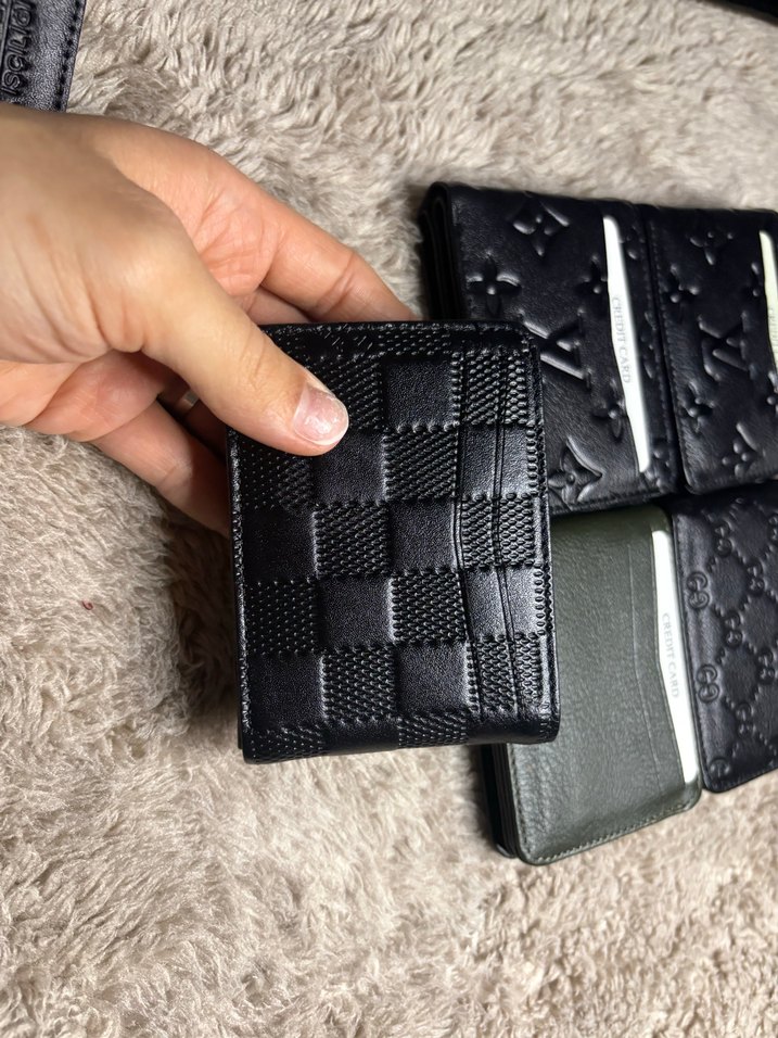 LV damalı hakiki deri çift sayfalı kartlık cüzdan - Görsel 2