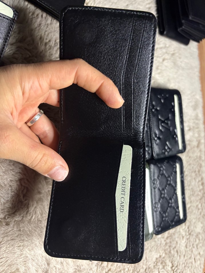 LV damalı hakiki deri çift sayfalı kartlık cüzdan - Görsel 4