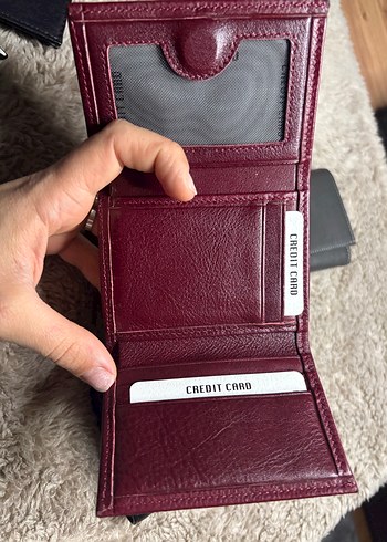 Bordo dikey model mıknatıslı hakiki deri cüzdan - Görsel 4