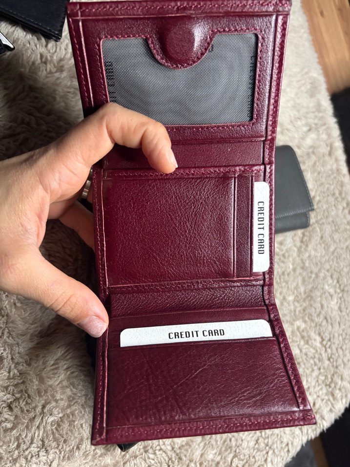 Bordo dikey model mıknatıslı hakiki deri cüzdan - Görsel 4