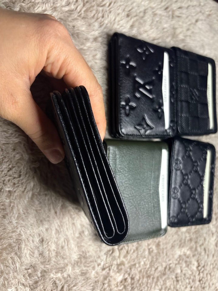 LV mıknatıslı çift sayfalı hakiki deri kartlık cüzdan - Görsel 3