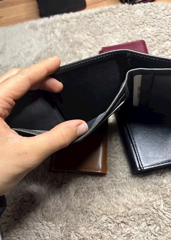 Gri dikey hakiki deri mıknatıslı cüzdan - Görsel 4