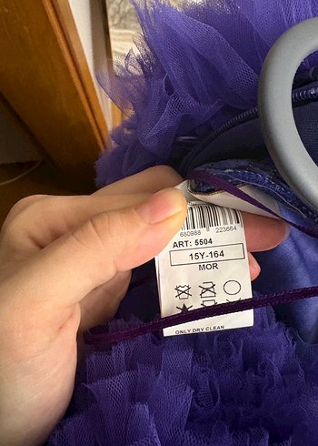 Mor Straplez Fırfırlı Kız Çocuk Abiyesi - Görsel 2