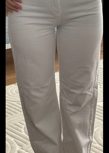 Milla Kadın Beyaz Pamuklu Rahat Kesim Pantolon - Görsel 3