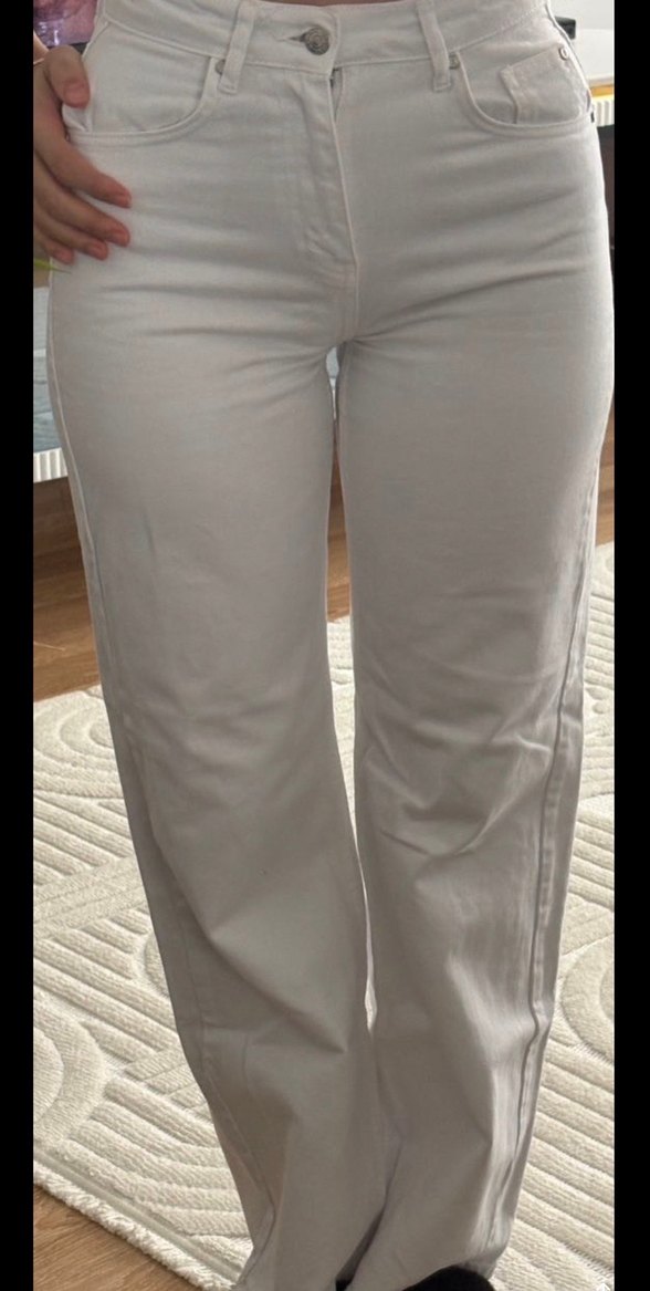 Milla Kadın Beyaz Pamuklu Rahat Kesim Pantolon - Görsel 3