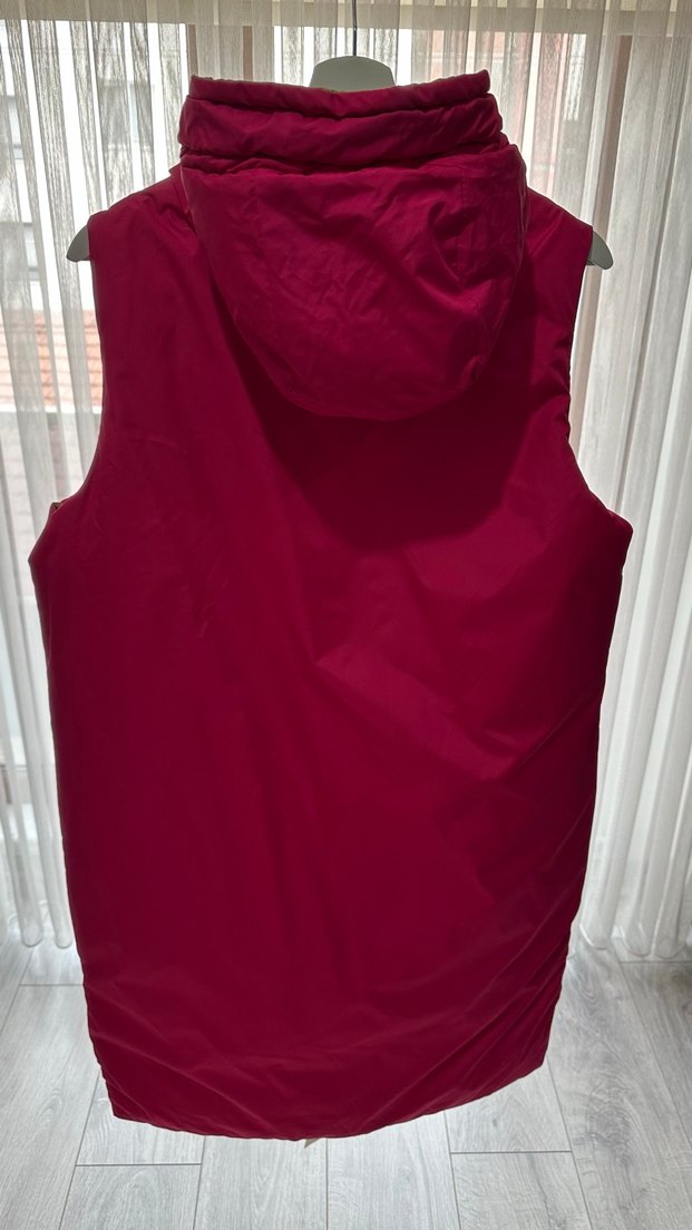 Kahverengi Kapüşonlu çift taraflı Kadın Yelek - Görsel 3